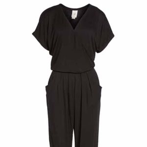 Loveapella Short Sleeve Wrap Top Jumpsuit